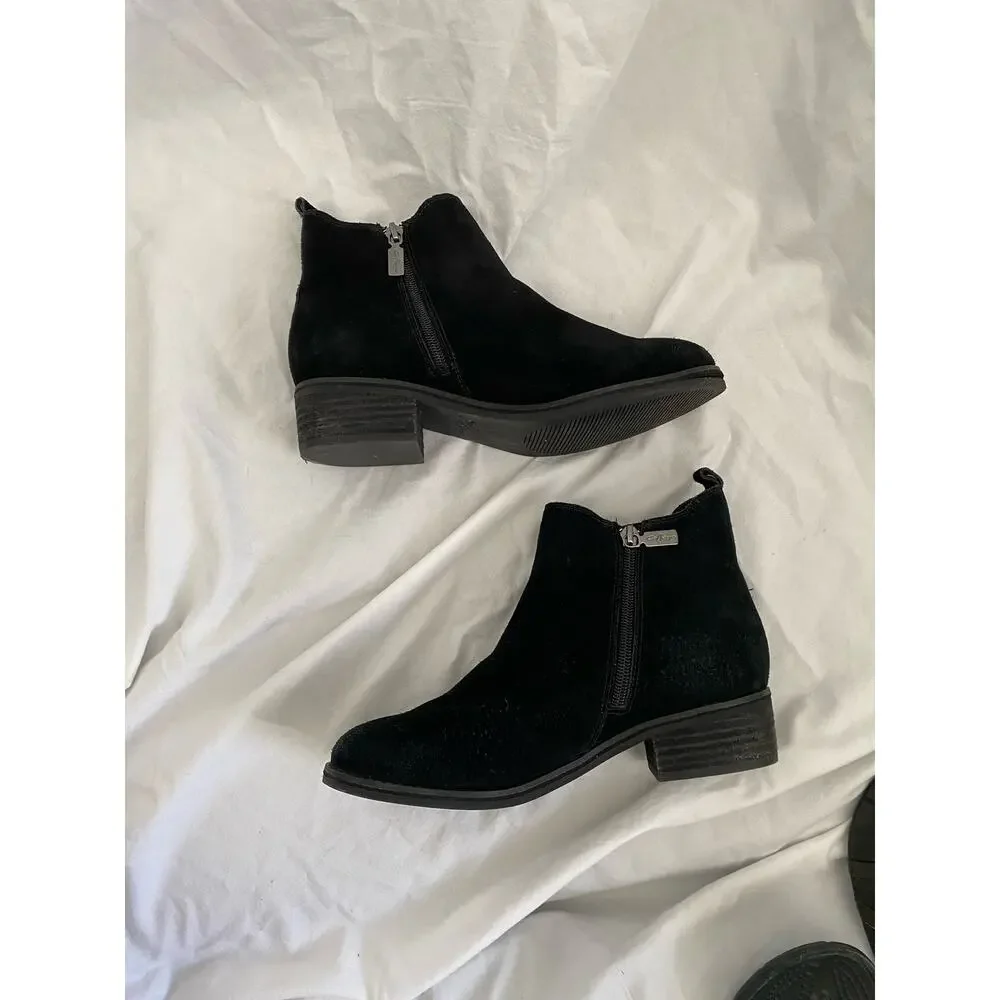 Aqua College Waterproof Black Suede Leather Ankle Boots Siz 8.5
